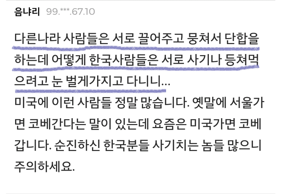 한인들이 말하는 못뭉치는 한국인들.jpg | 인스티즈