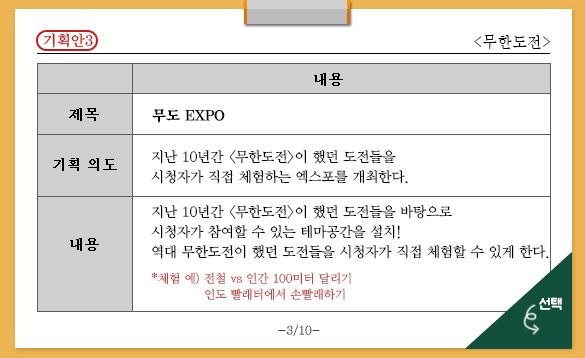 [무한도전] 2015 가을 특별기획전 프로그램 기획안 10 | 인스티즈