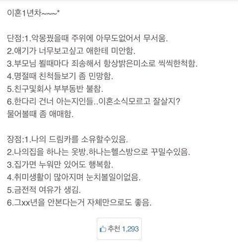 이혼 1년차가 말한 이혼 장단점 | 인스티즈